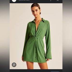 Abercrombie, long sleeve twist front green dress